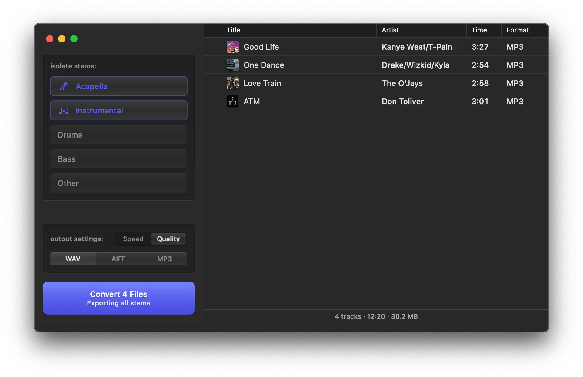 Stemverter 4 — AI stem separation app for Mac